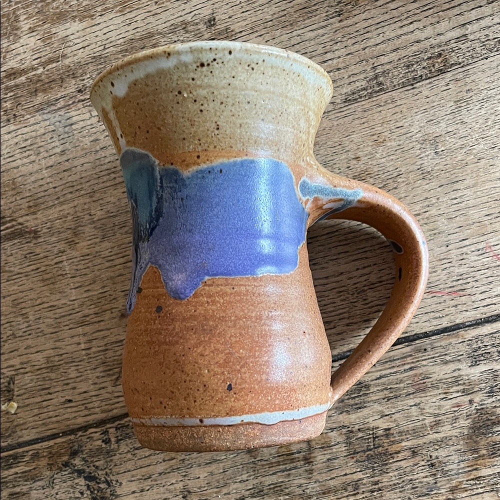 Handcrafted Ceramic Mug with Blue and Brown Glaze